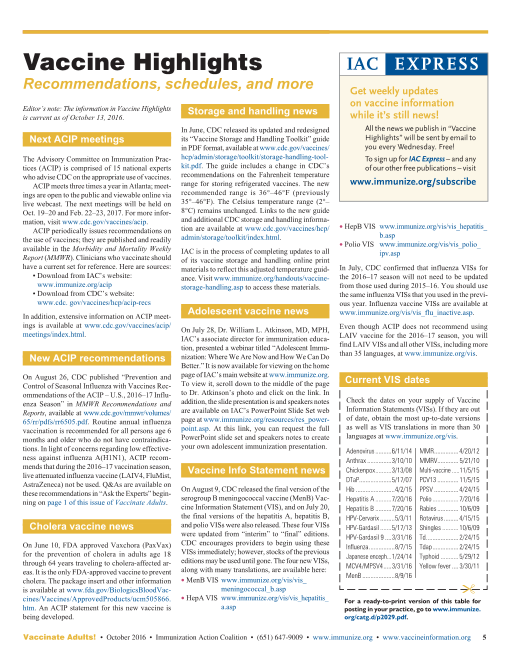 Vaccine Highlights