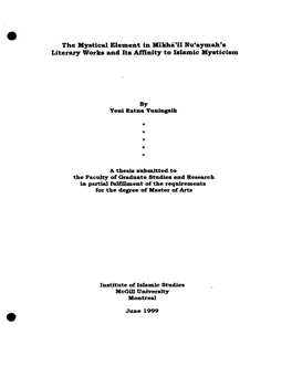 The Mystical Element in Mikhall Lku6aymah's Litesary Works and Its Affinity to Islamic Mysticism