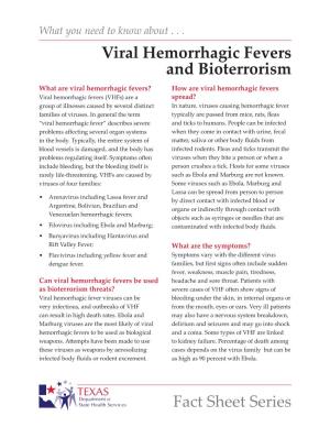 Viral Hemorrhagic Fevers and Bioterrorism