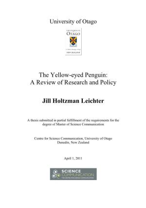The Yellow-Eyed Penguin: a Review of Research and Policy
