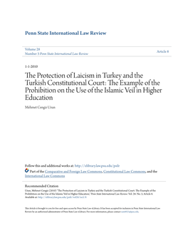 The Protection of Laicism in Turkey and the Turkish Constitutional Court: the Example of the Prohibition on the Use of the Islamic Veil in Higher Education