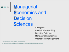 Managerial Economics and Decision Sciences
