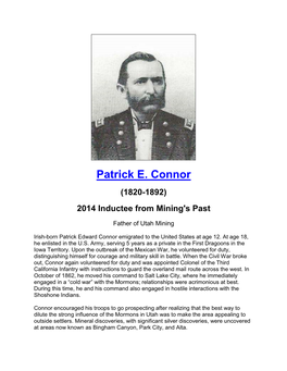 Patrick E. Connor (1820-1892) 2014 Inductee from Mining's Past