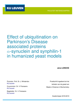 Effect of Ubiquitination on Parkinson's Disease Associated Proteins Α