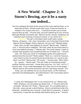 A New World - Chapter 2: a Storm's Bewing, Aye It Be a Nasty One Indeed