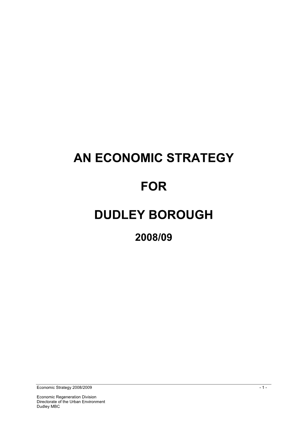 An Economic Strategy for Dudley Borough