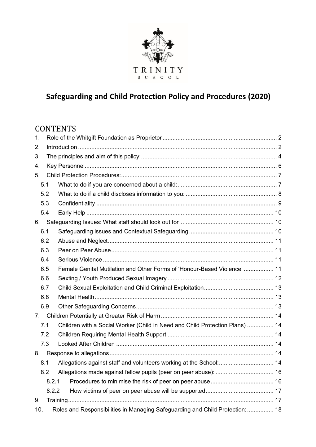 Safeguarding and Child Protection Policy and Procedures (2020)