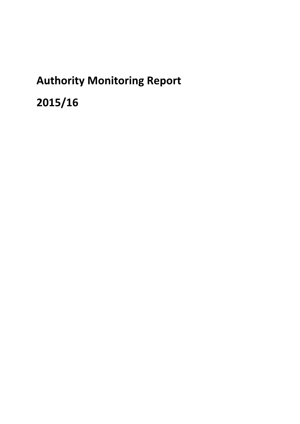 Authority Monitoring Report 2015/16