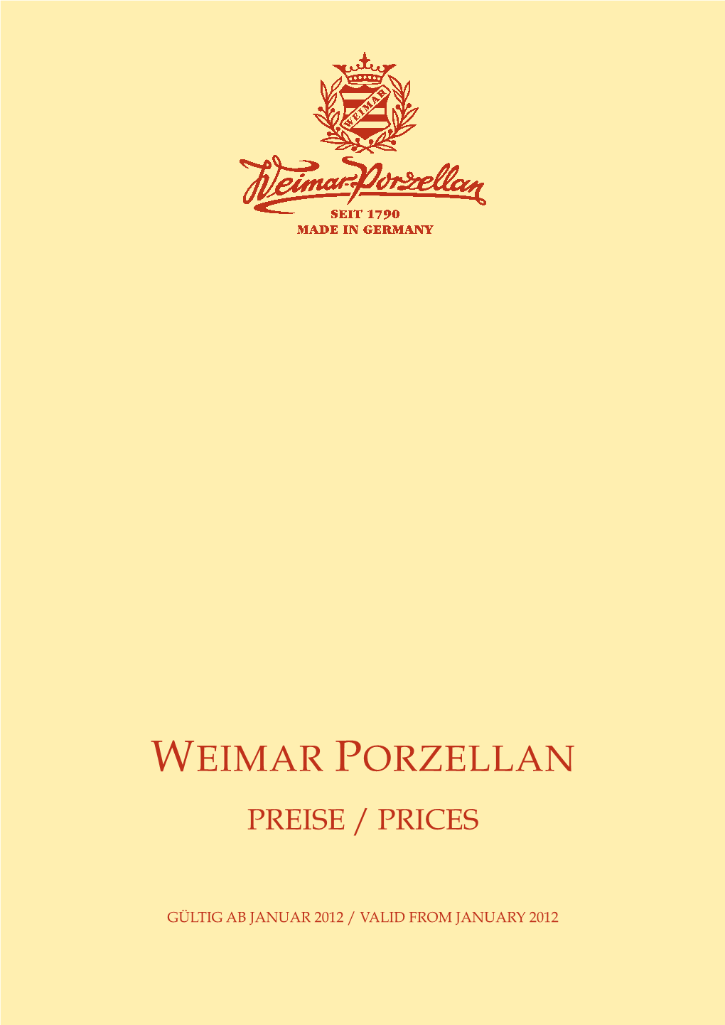 Weimar Porzellan Preise / Prices