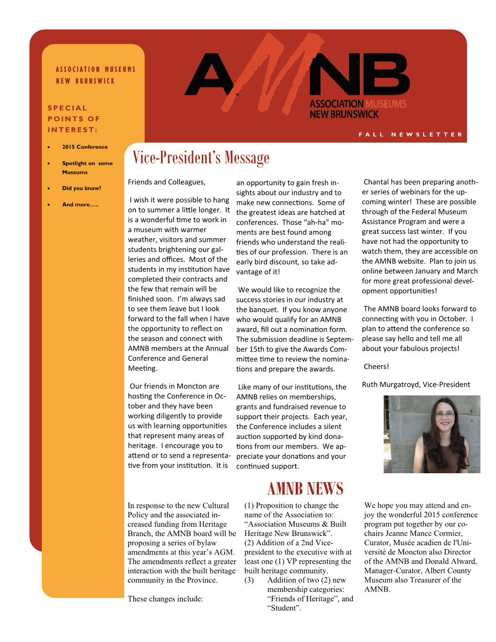 Vice-President's Message AMNB NEWS