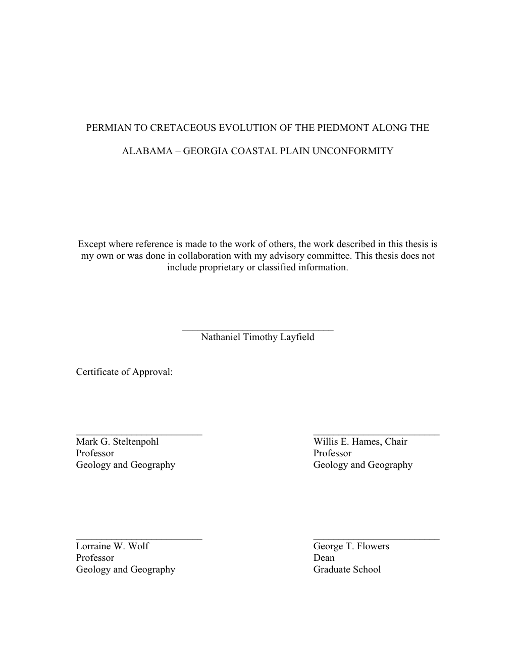 Permian to Cretaceous Evolution of the Piedmont Along The