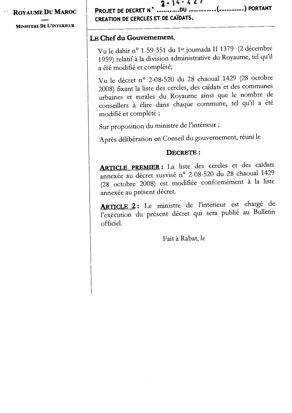 Pour Contreseing : Le Ministre De L'intérieur LE Chef Du