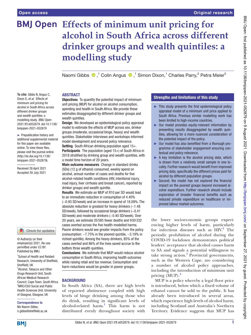 Effects of Minimum Unit Pricing for Alcohol in South Africa Across Different Drinker Groups and Wealth Quintiles: a Modelling Study