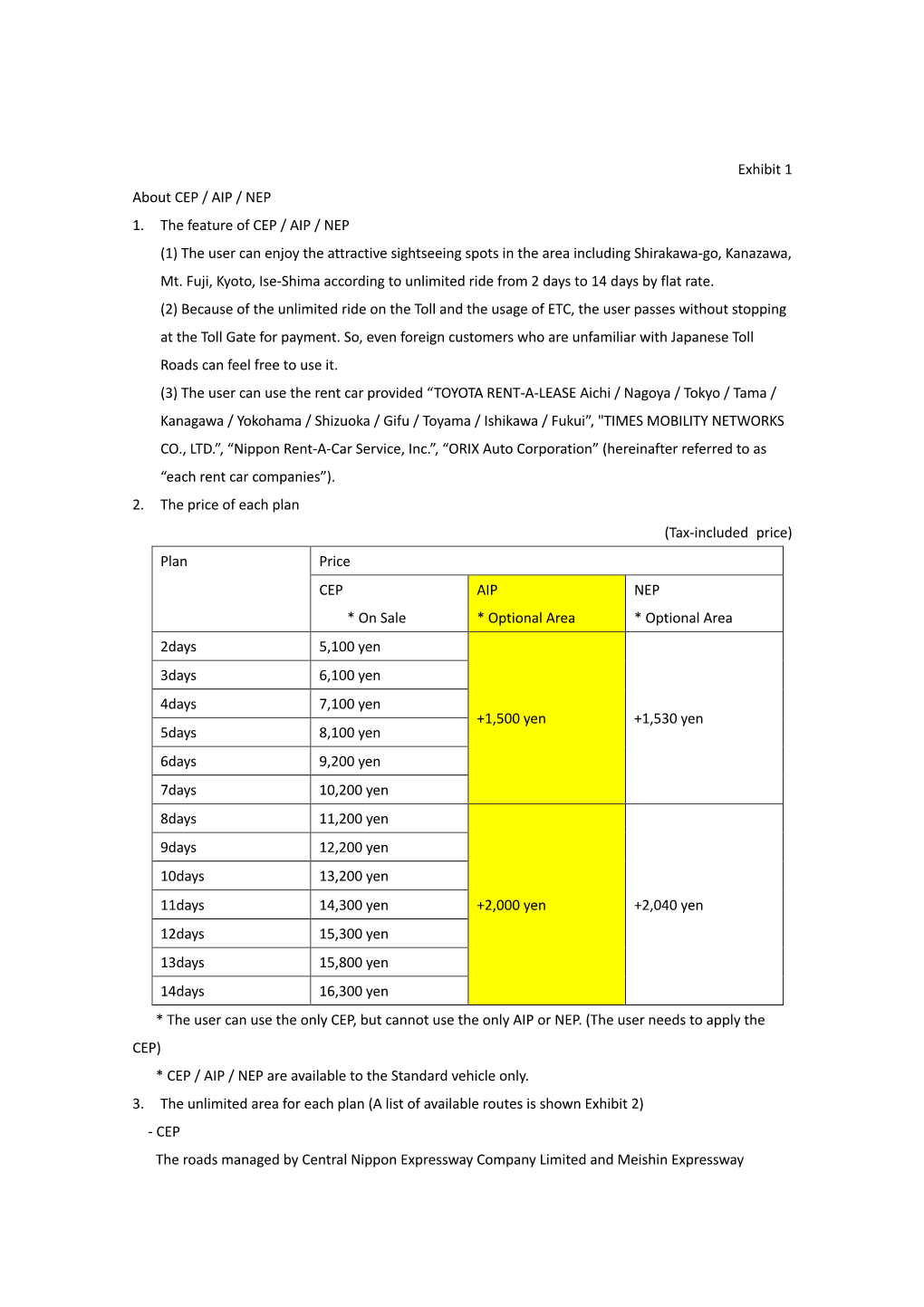 About CEP / AIP / NEP（PDF）