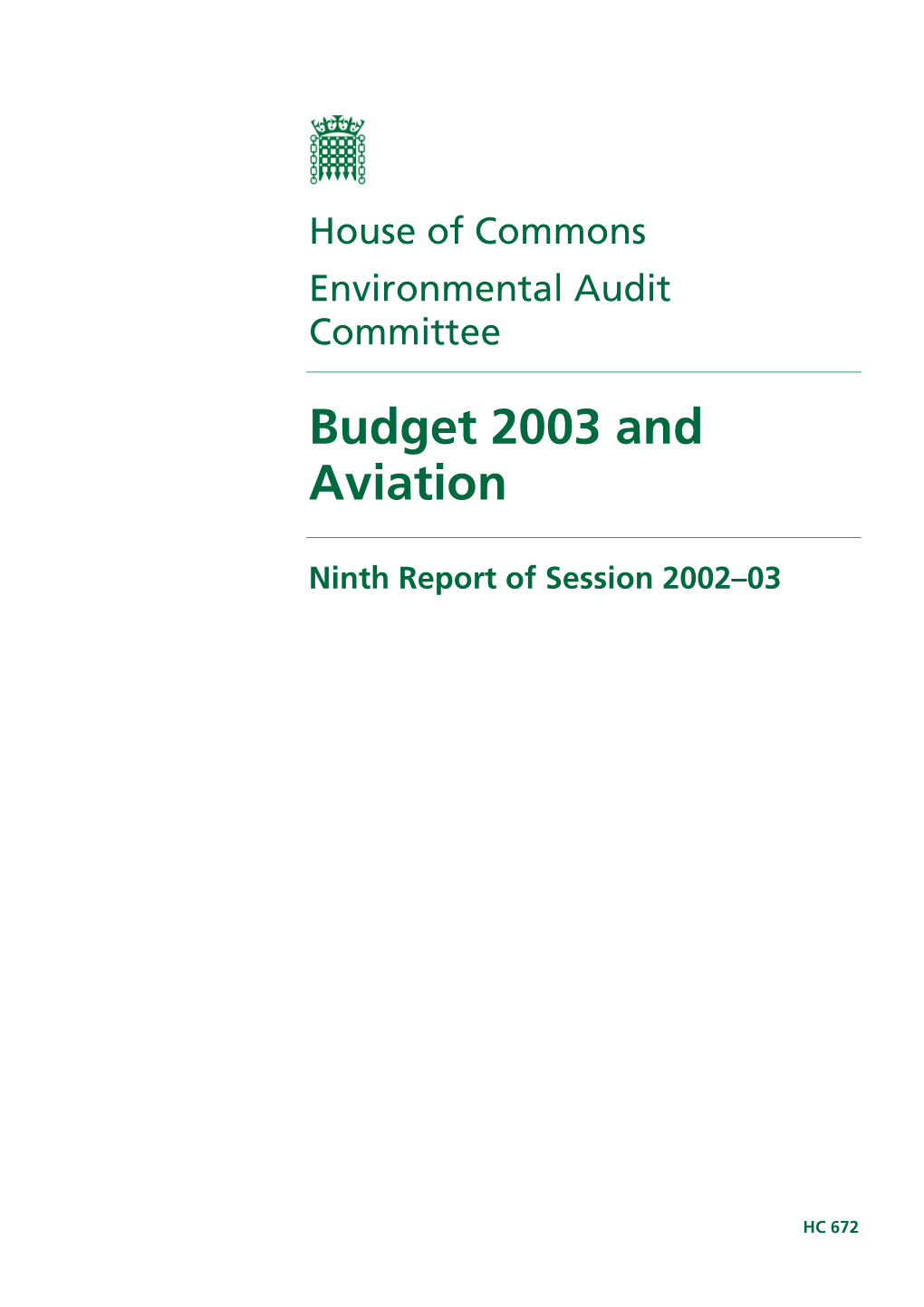 Budget 2003 and Aviation