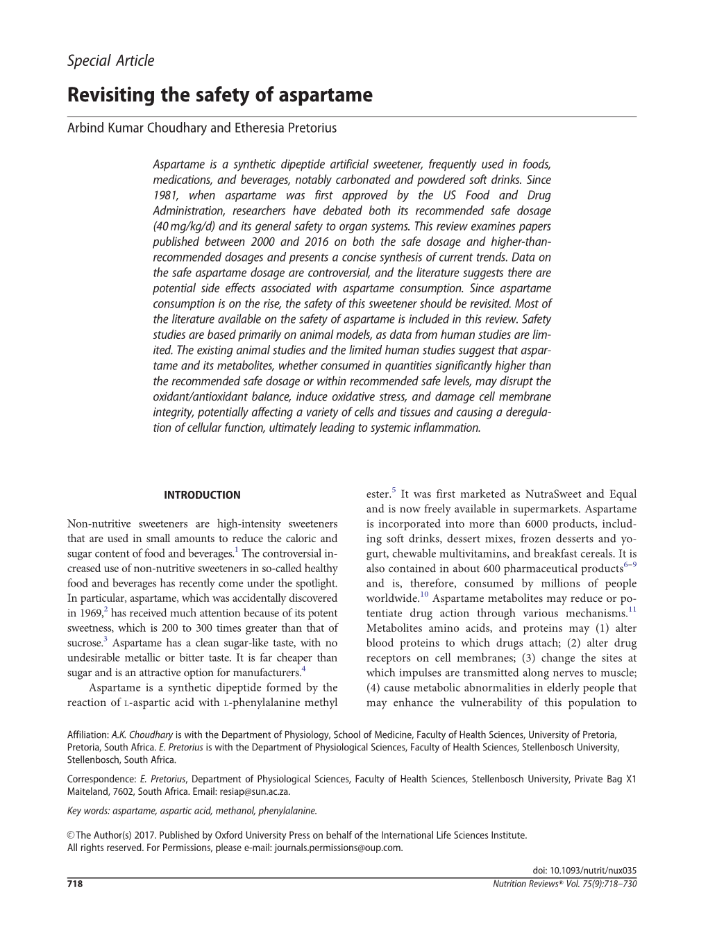 Revisiting the Safety of Aspartame