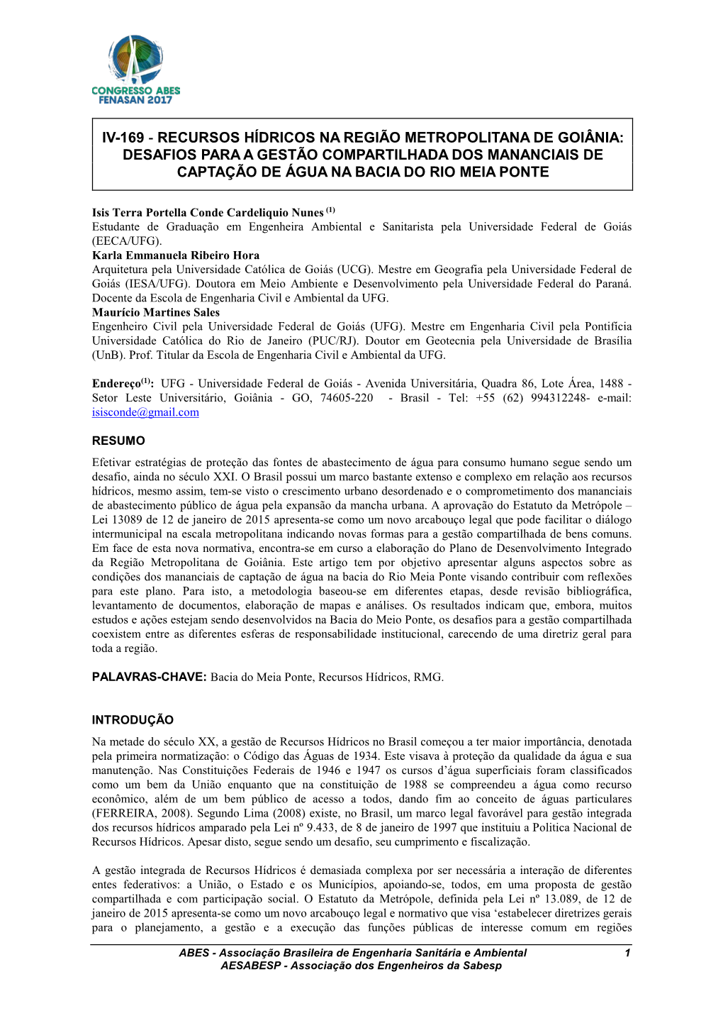 XXVII Congresso Interamericano De Engenharia Sanitária E