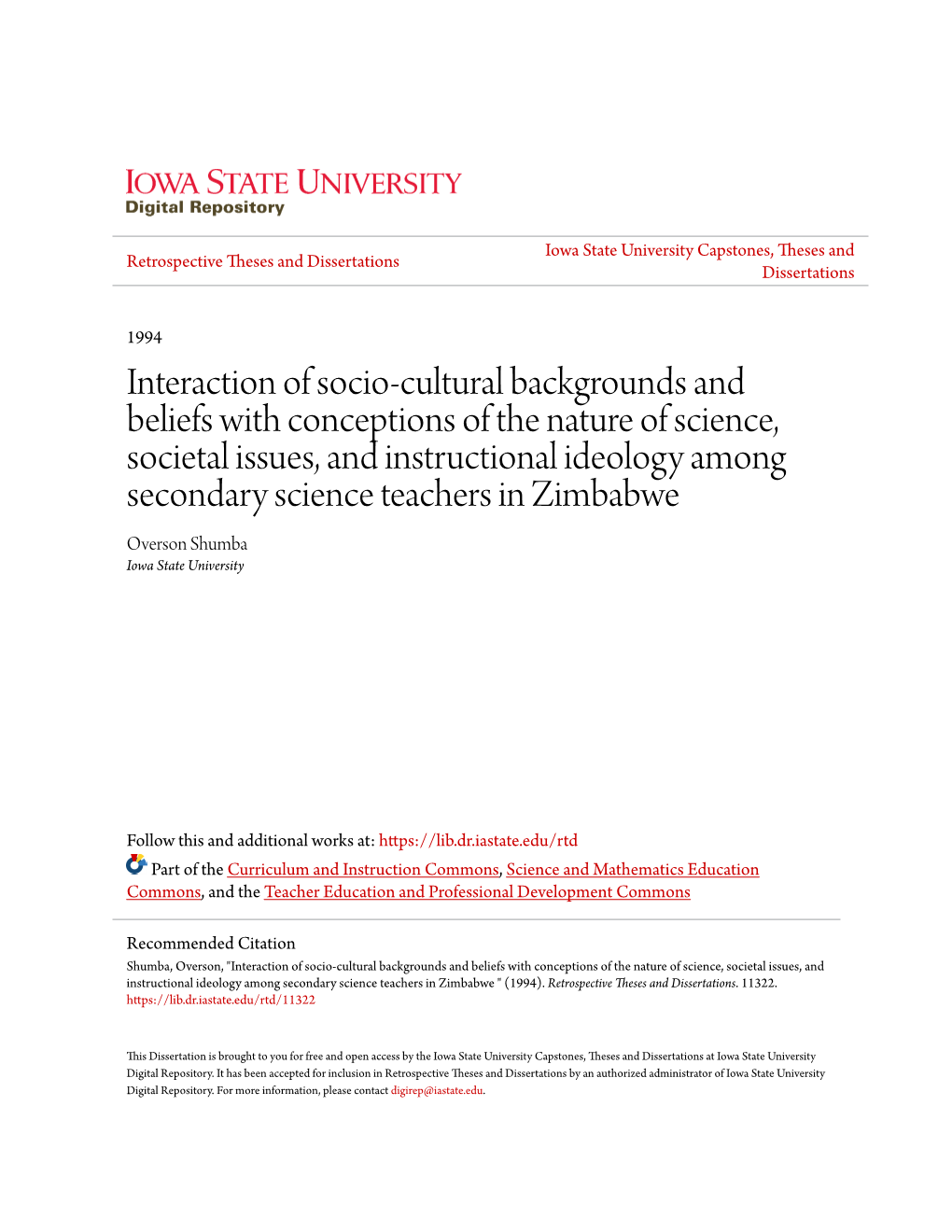 Interaction of Socio-Cultural Backgrounds and Beliefs With