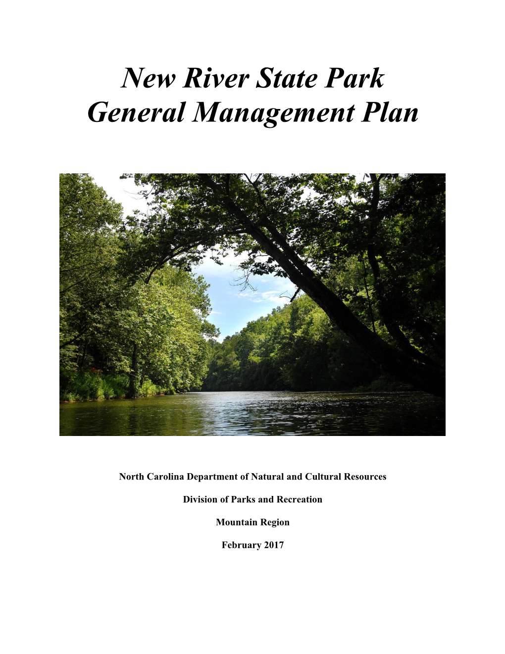 New River State Park General Management Plan