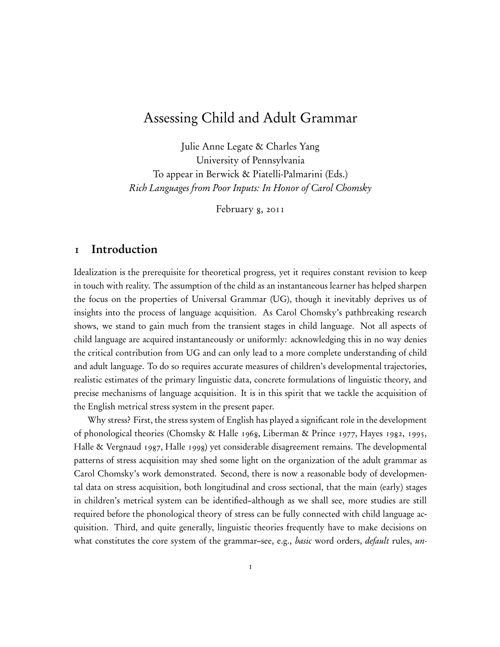 Assessing Child and Adult Grammar