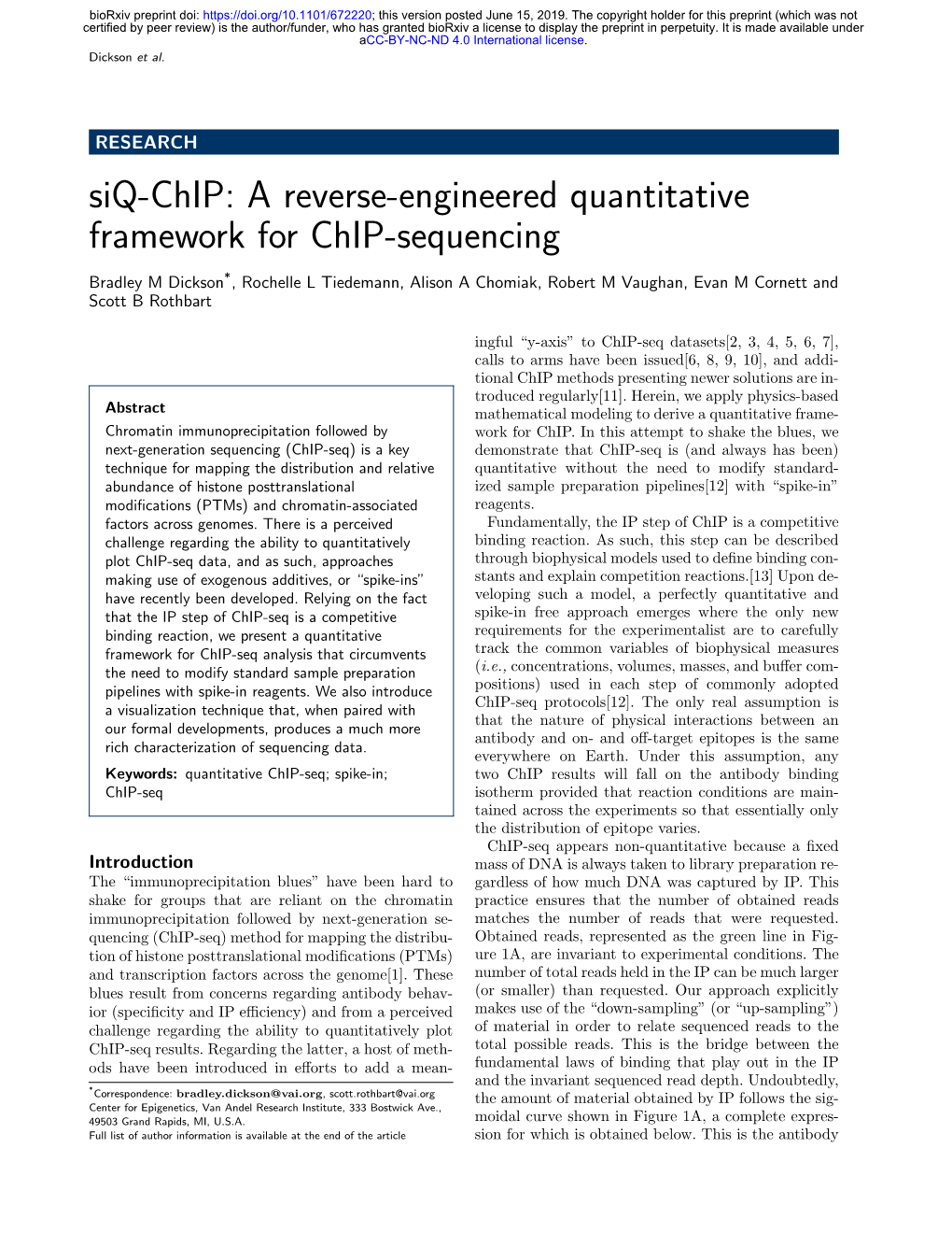 Siq-Chip: a Reverse-Engineered Quantitative Framework for Chip-Sequencing