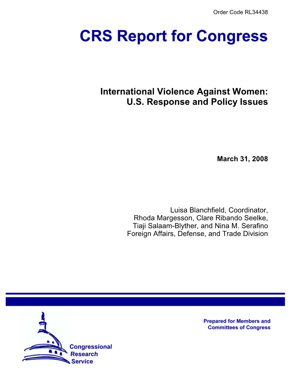 International Violence Against Women: U.S