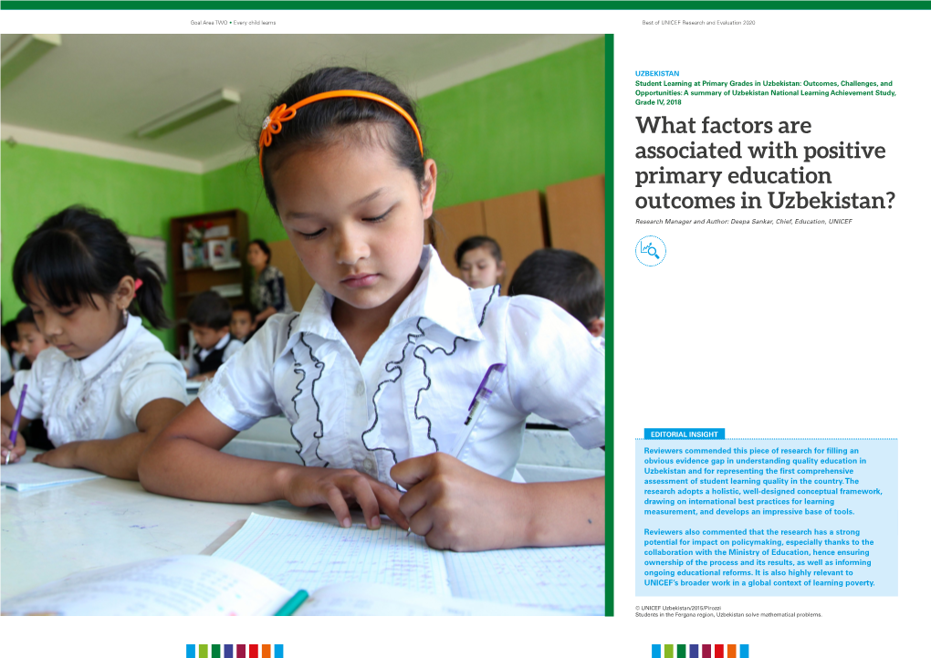 What Factors Are Associated with Positive Primary Education Outcomes in Uzbekistan?