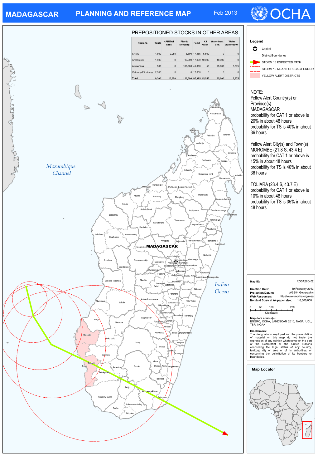 MADAGASCAR PLANNING and REFERENCE MAP Feb 2013