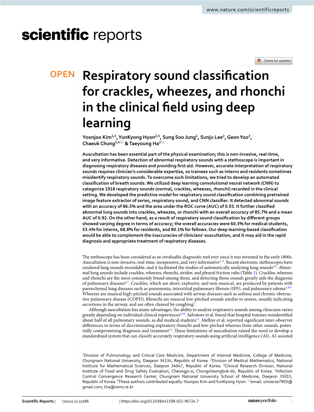 Respiratory Sound Classification for Crackles, Wheezes, and Rhonchi In