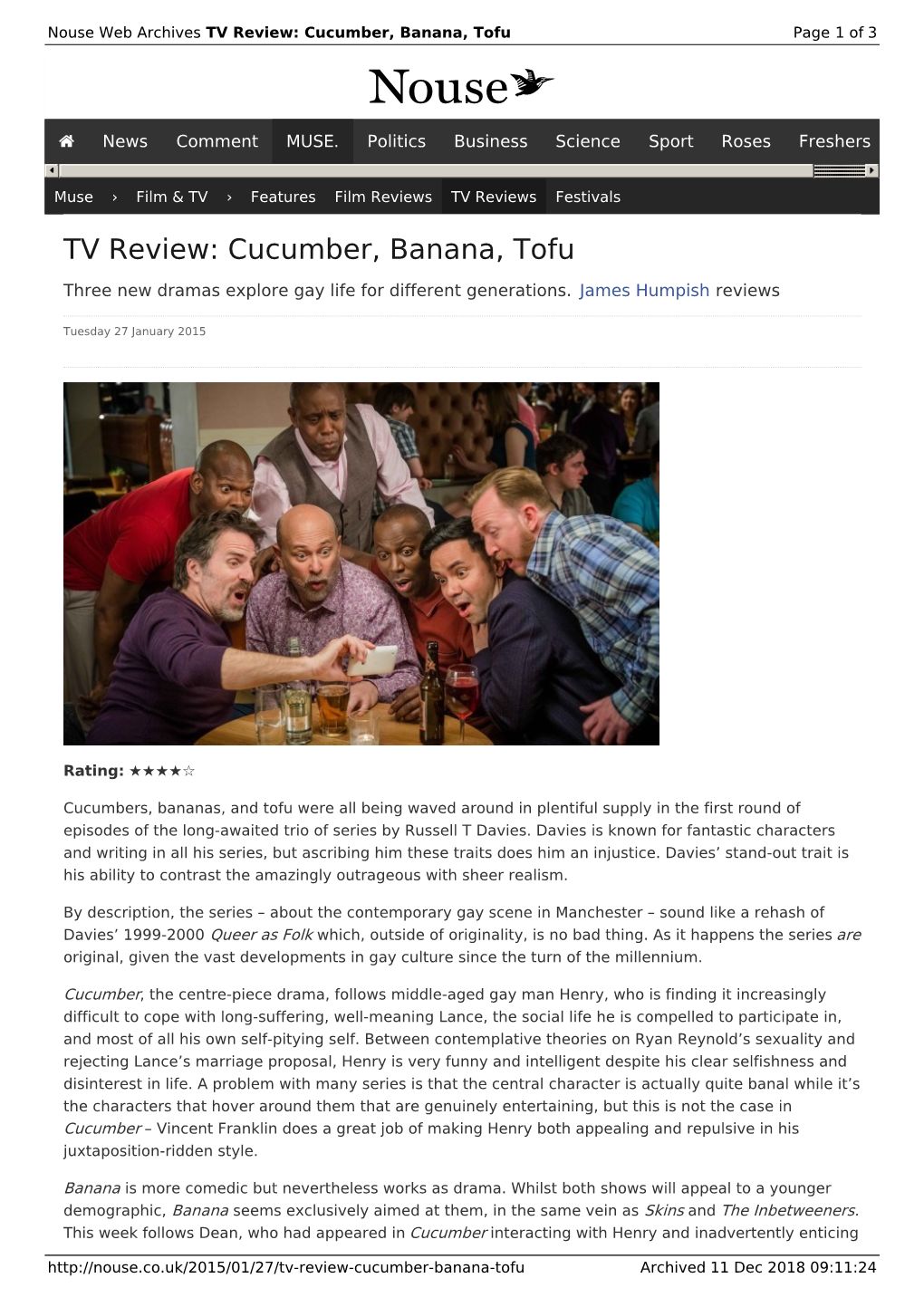 TV Review: Cucumber, Banana, Tofu | Nouse