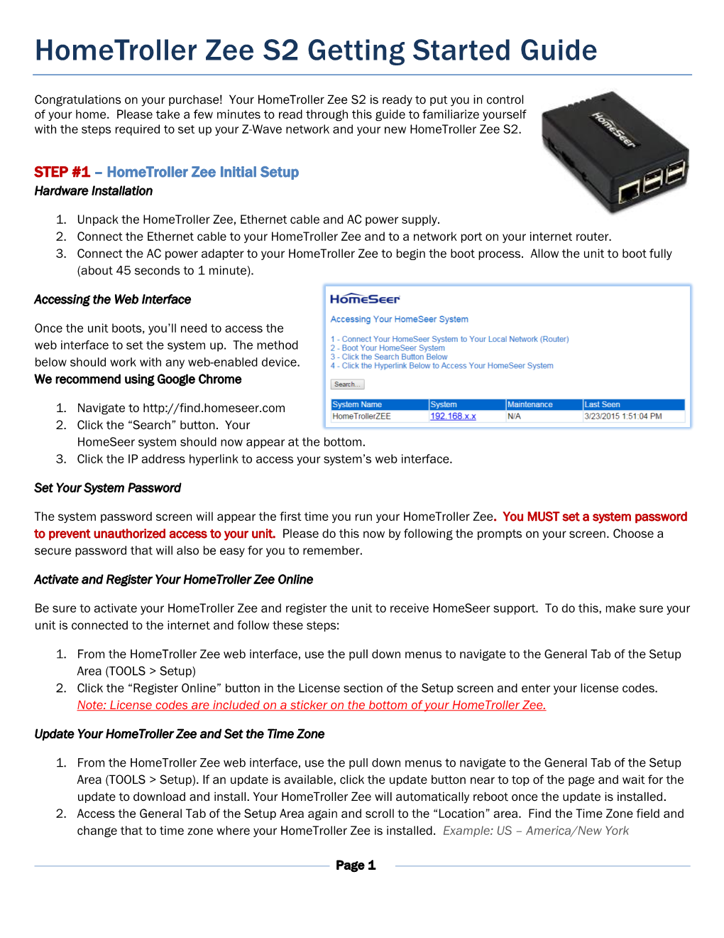 Hometroller Zee S2 Getting Started Guide