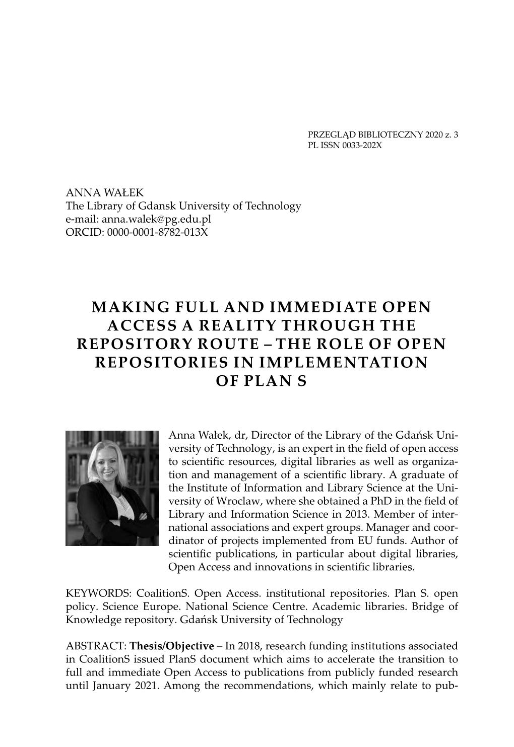 The Role of Open Repositories in Implementation of Plan S