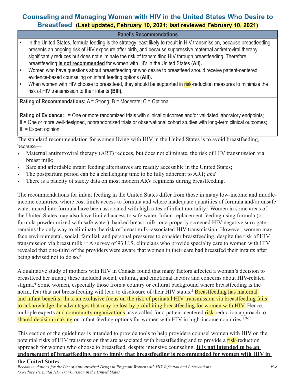 Counseling and Managing Women with HIV in the United States Who Desire To