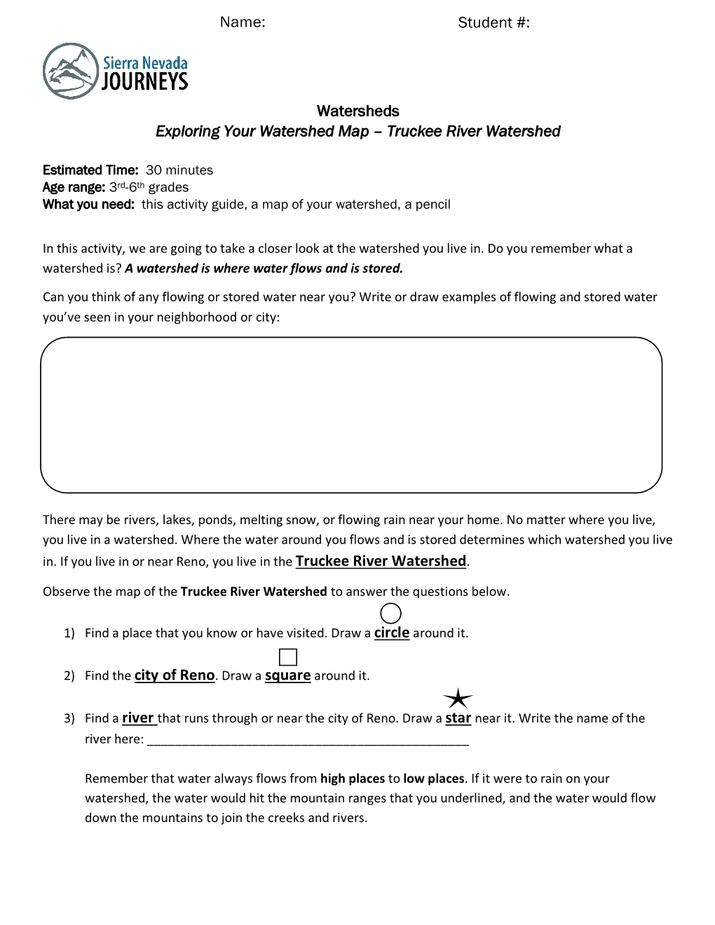 Truckee River Watershed Activity Page