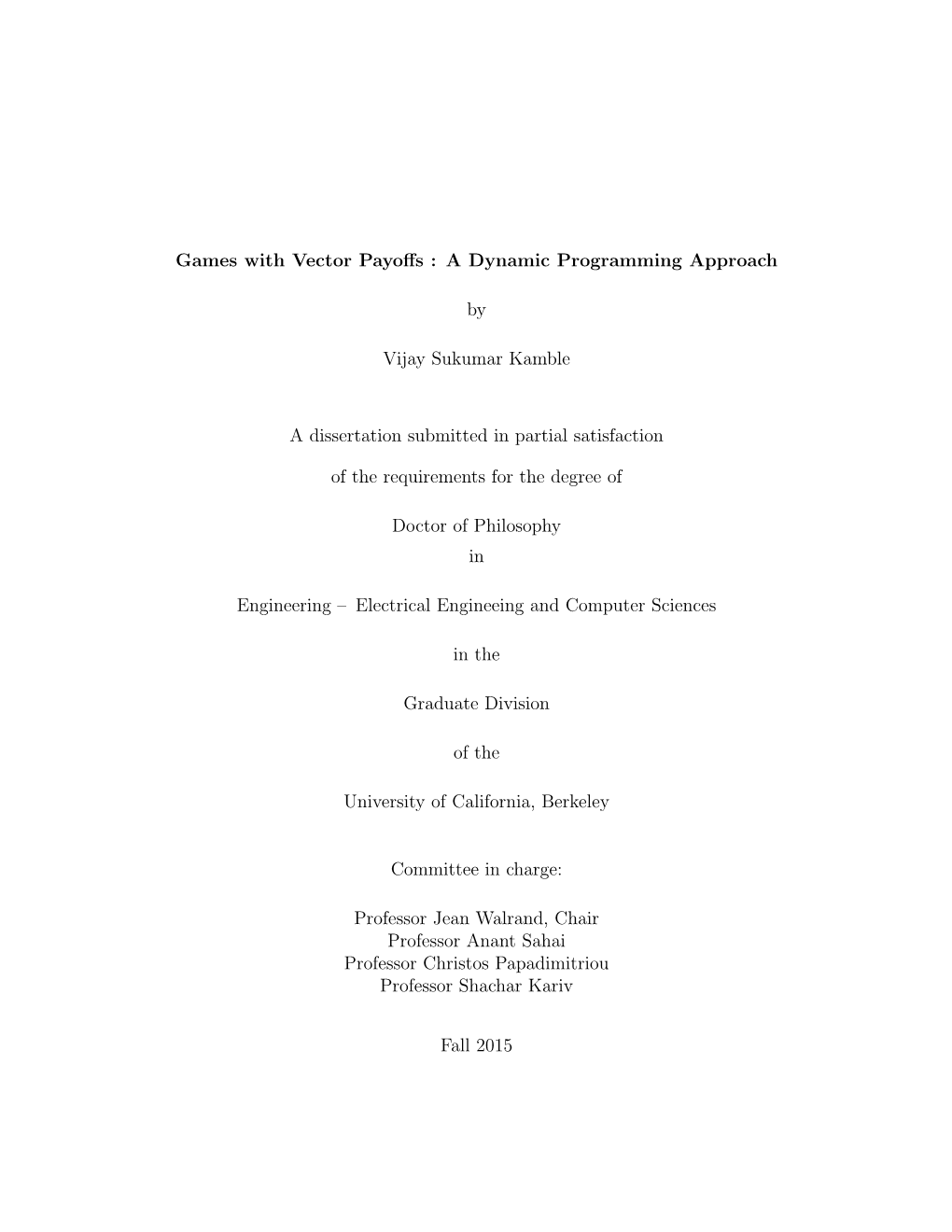 U. C. Berkeley Dissertation