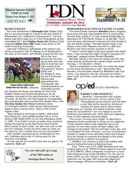 You Can Also Pick up a Copy of the TDN Today at Saratoga Race