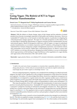 The Role(S) of ICT in Vegan Practice Transformation