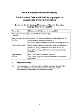 Mid Kent Improvement Partnership Joint Scrutiny Task and Finish Group Report on Governance and Communication