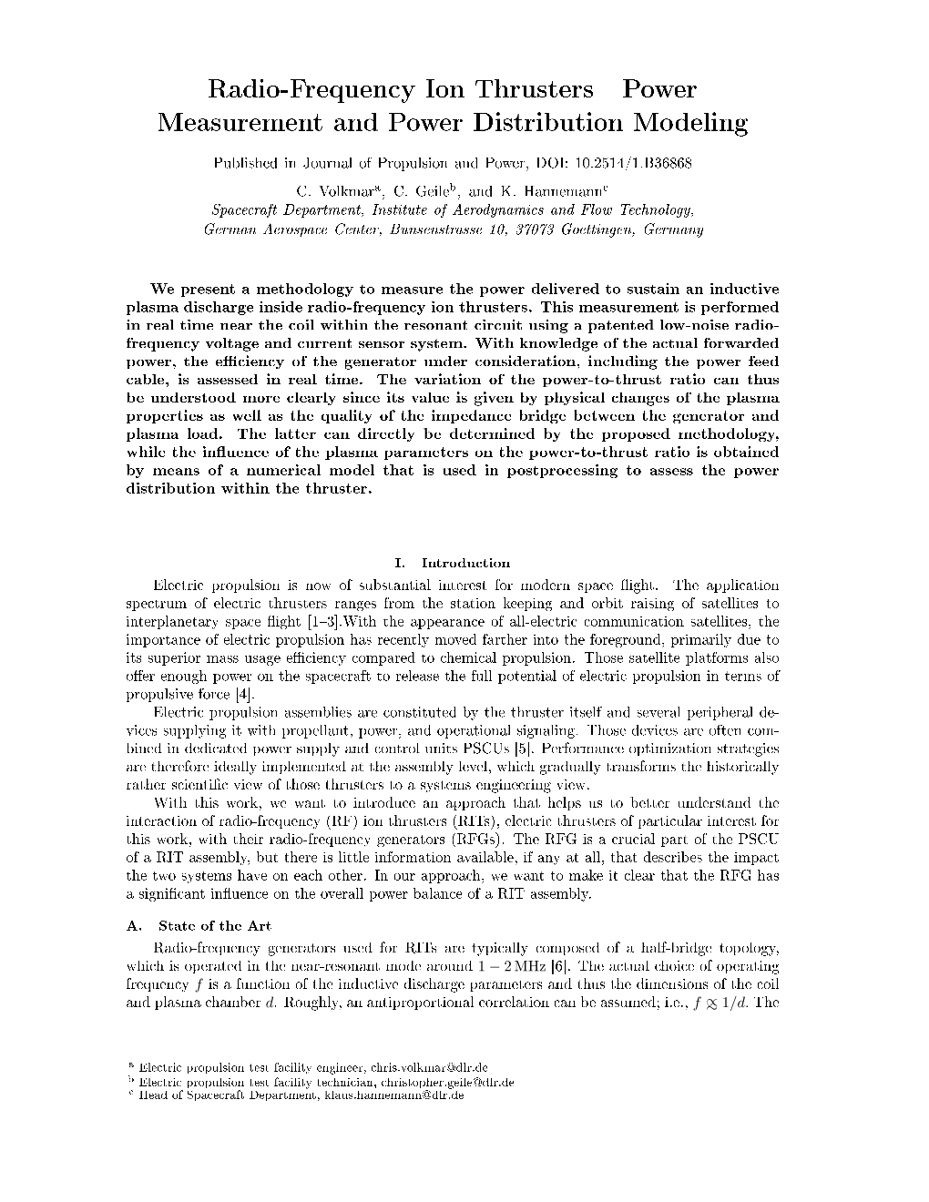 Radio-Frequency Ion Thrusters Power Measurement and Power