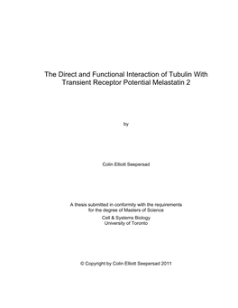 The Direct and Functional Interaction of Tubulin with Transient Receptor Potential Melastatin 2