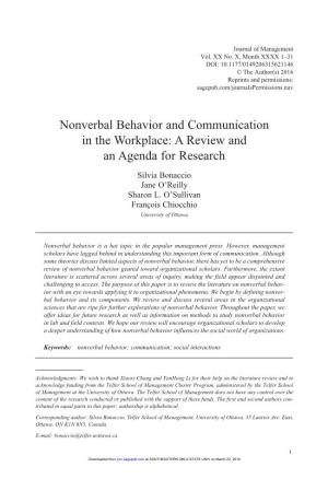 Nonverbal Behavior and Communication in the Workplace: a Review and an Agenda for Research