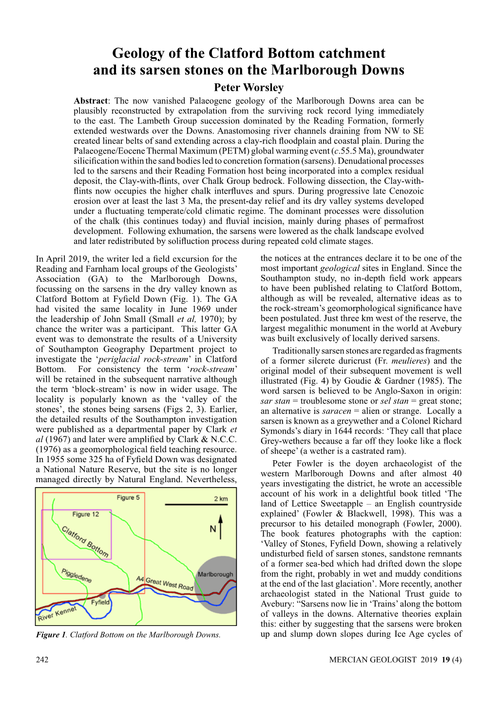 Geology of the Clatford Bottom Catchment and Its Sarsen Stones On