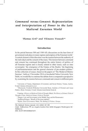 Command Versus Consent: Representation and Interpretation of Power in the Late Medieval Eurasian World