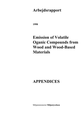 Arbejdsrapport Emission of Volatile Oganic Compounds from Wood And
