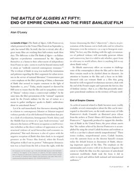 The Battle of Algiers at Fifty: End of Empire Cinema and the First Banlieue Film