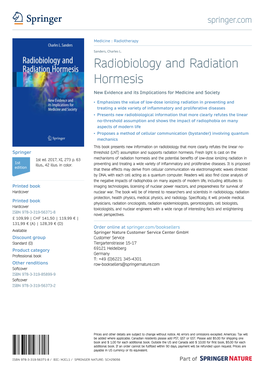Radiobiology and Radiation Hormesis New Evidence and Its Implications for Medicine and Society