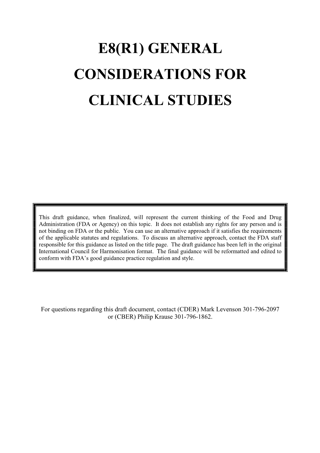 E8(R1) General Considerations for Clinical Studies