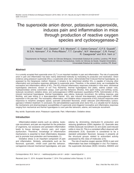 The Superoxide Anion Donor, Potassium Superoxide, Induces Pain and Inflammation in Mice Through Production of Reactive Oxygen Species and Cyclooxygenase-2