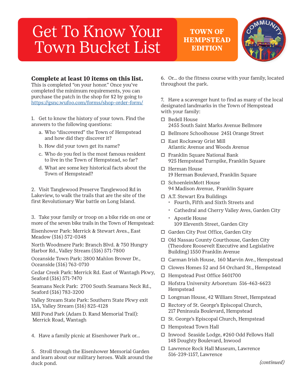 Get to Know Your Town Bucket List (Town of Hempstead Edition)