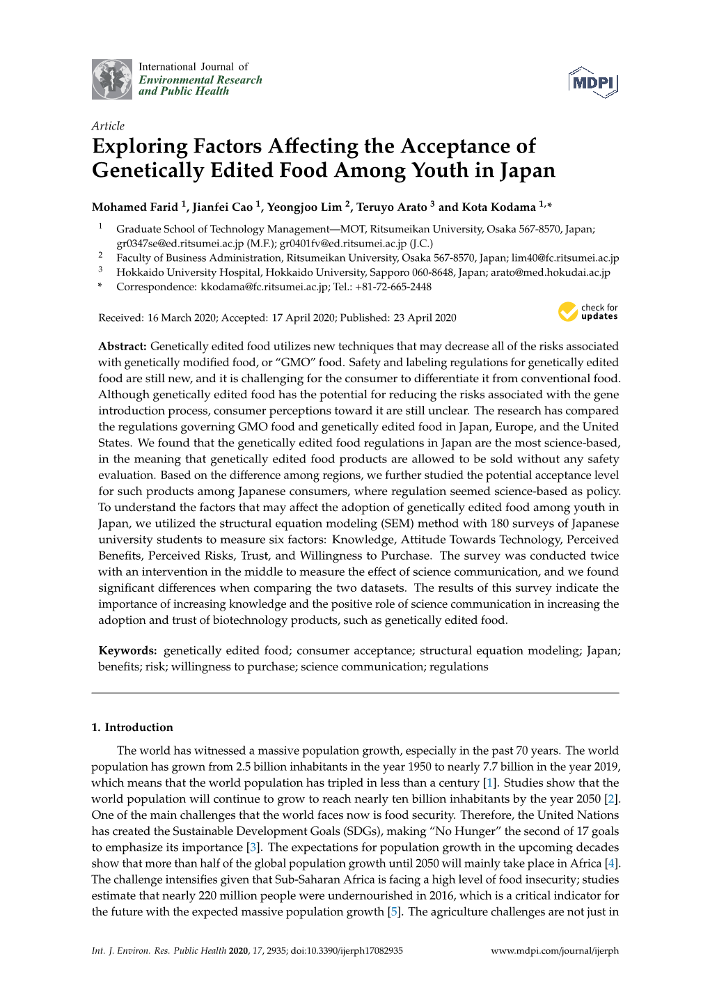 Exploring Factors Affecting the Acceptance of Genetically Edited